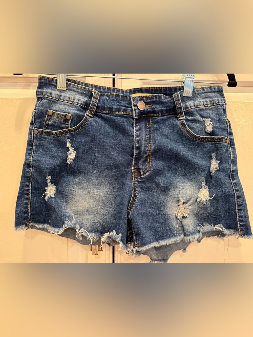 Cynthia Hsieh Distressed Denim Cutoff Shorts Juniors L/5